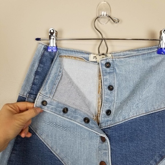 Madewell pieced patchwork denim mini skirt, size 24 - Picture 5 of 8